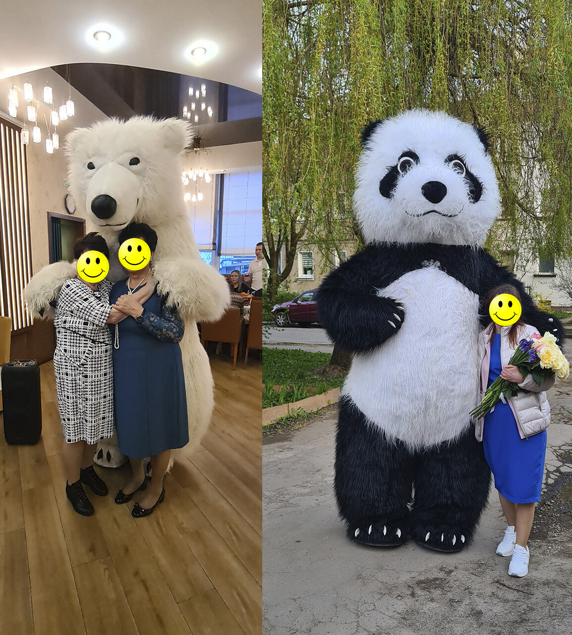 Аниматор белый медведь на детском празднике